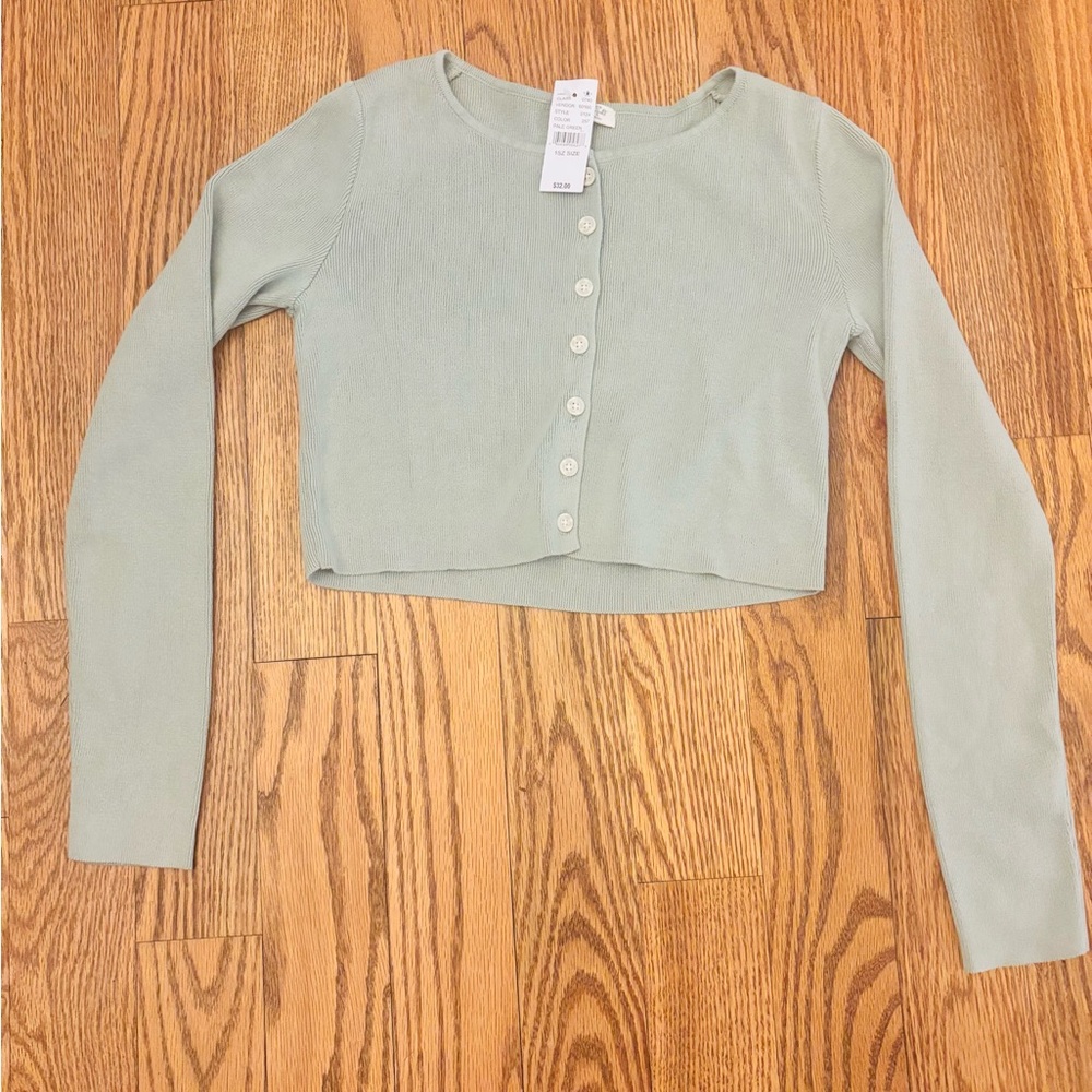 Sage Green Button-Up Cardigan